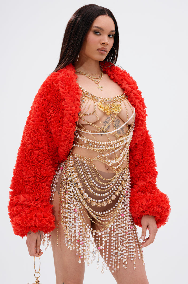 FIRED UP CHIFFON SHRUG