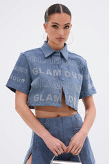 GLAM SQUAD DENIM BUTTON DOWN