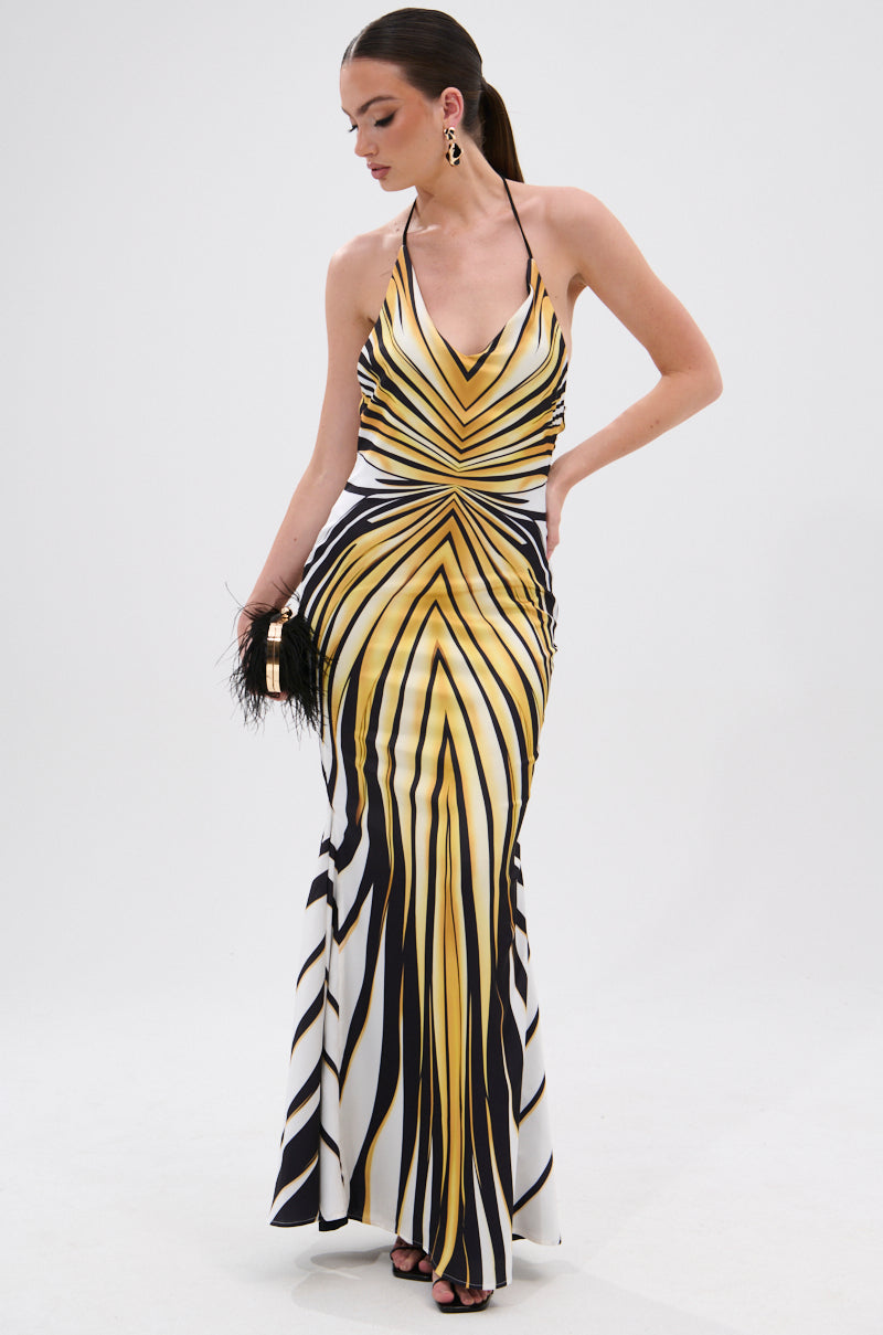 COVER STAR PRINTED SATIN MIDI DRESS