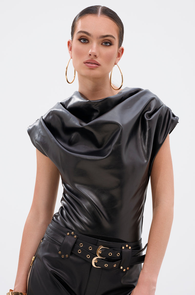 SHANNON FAUX LEATHER BODYSUIT