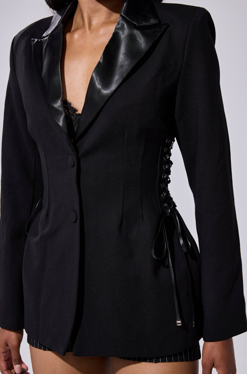 SCARLET CORSETED BLAZER