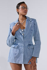 BACKLESS DENIM BLAZER