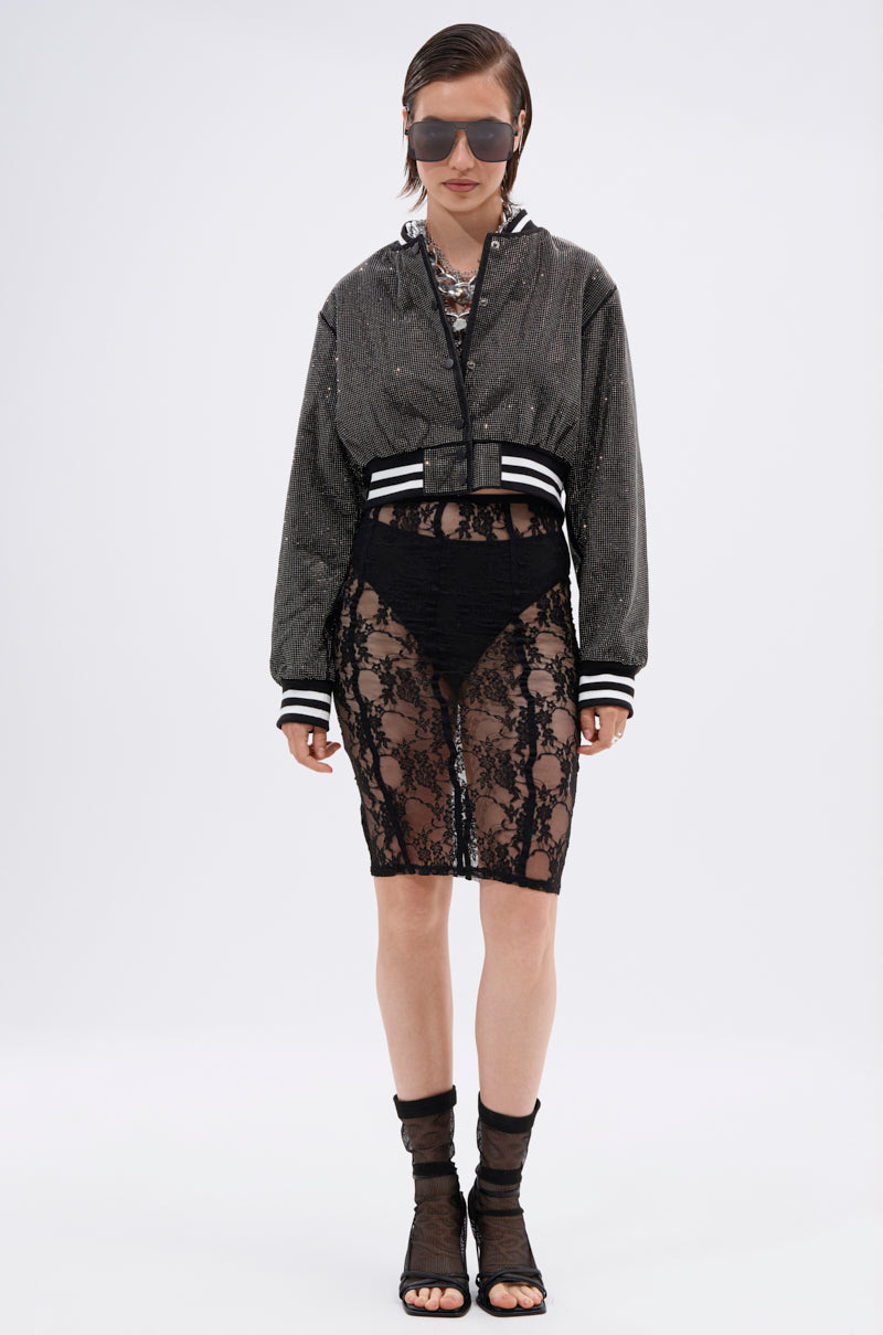 SPOTLIGHT RHINESTONE BOMBER