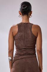 CHOCOLATE HEAVEN SUEDE BLOUSE