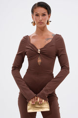 LUXE LIFE SEAMLESS BODYSUIT IN BROWN