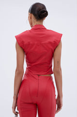 BIG CITY LIVIN FAUX LEATHER BUTTON DOWN