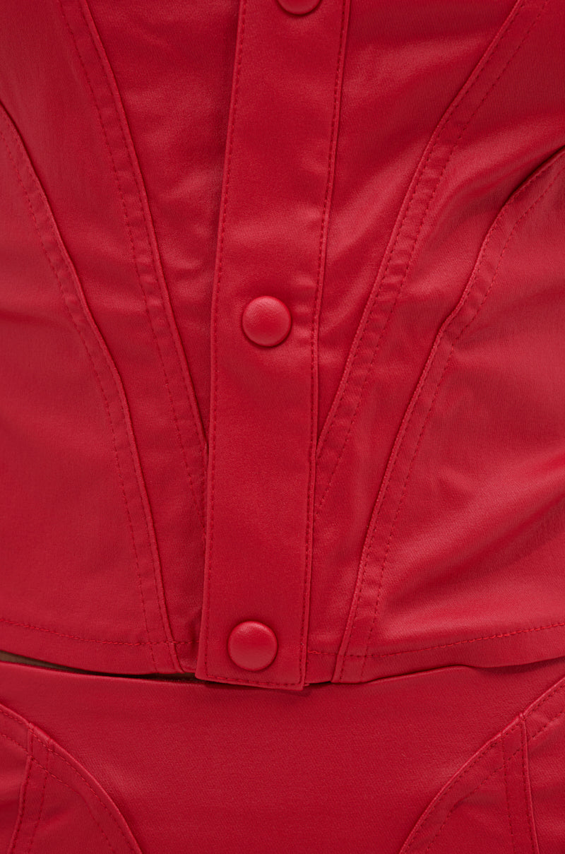 BIG CITY LIVIN FAUX LEATHER BUTTON DOWN