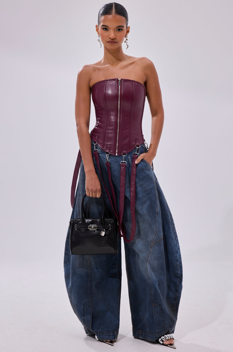 FAN FAVORITE FAUX LEATHER CORSET