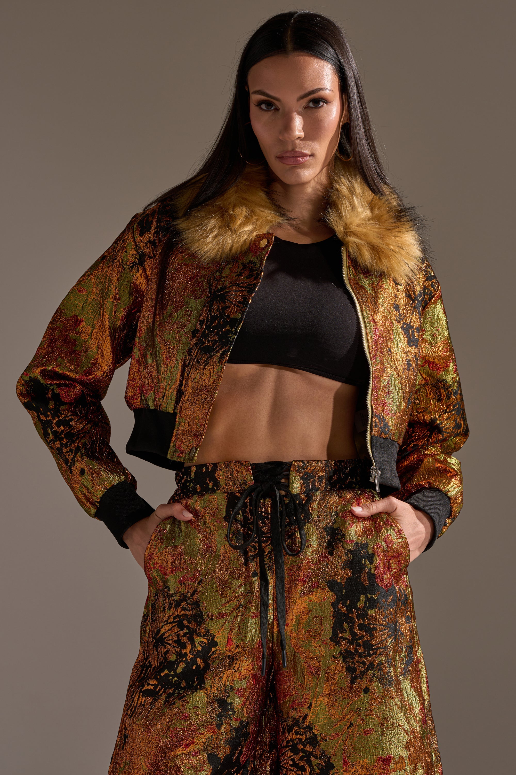 TWIN FLAME BROCADE BOMBER