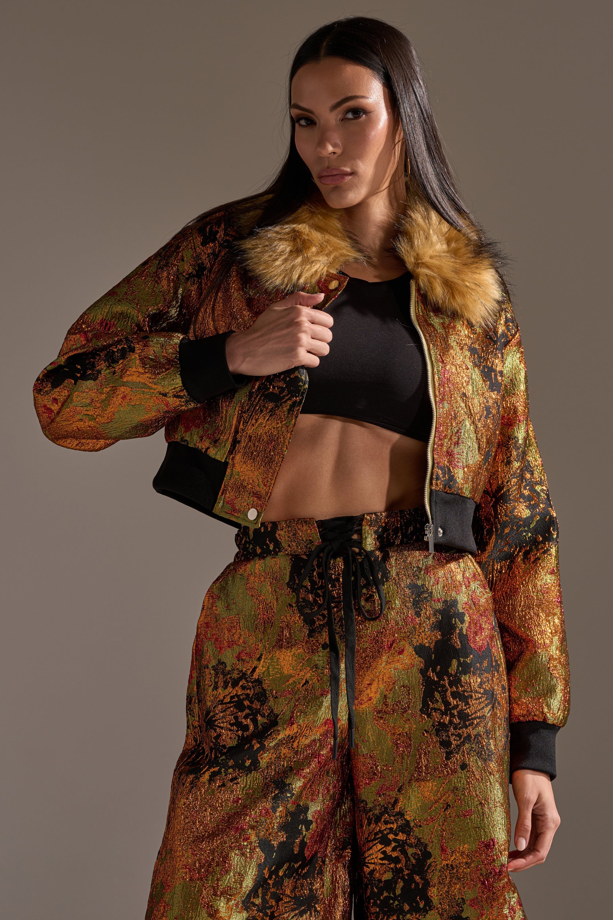 TWIN FLAME BROCADE BOMBER