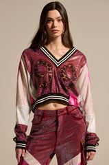 ONLY THE COOLEST RHINESTONE JERSEY SWEATSHIRT