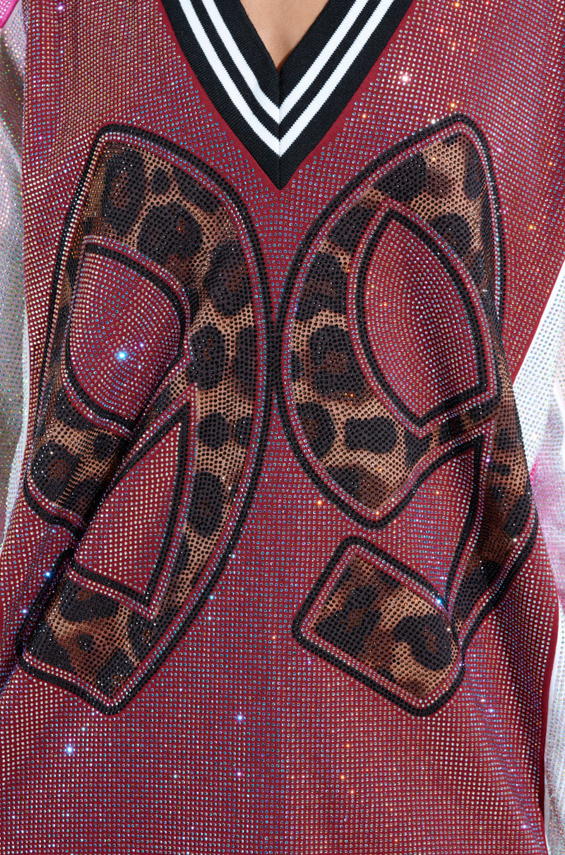 ONLY THE COOLEST RHINESTONE JERSEY DRESS