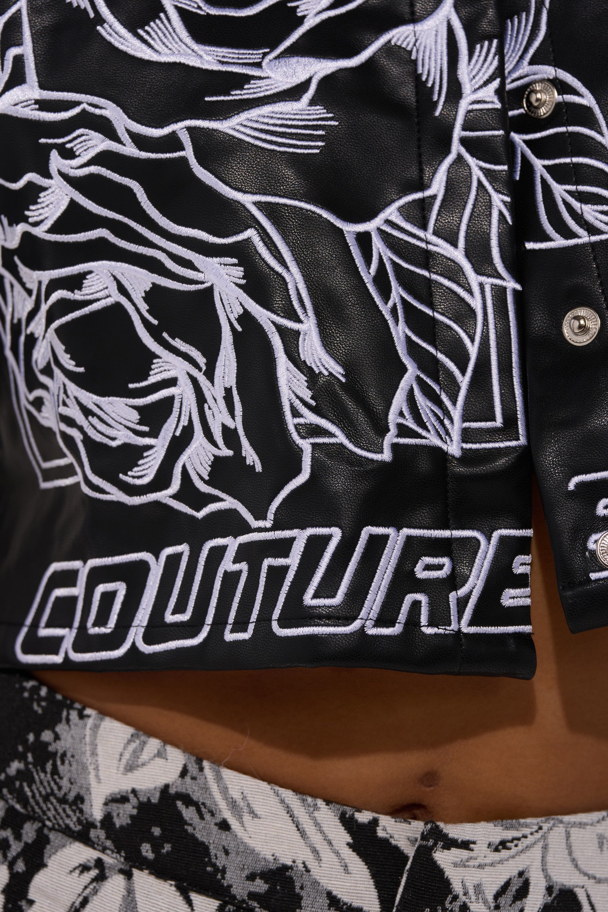 MAKE IT OFFICIAL FAUX LEATHER BUTTON DOWN IN BLACK