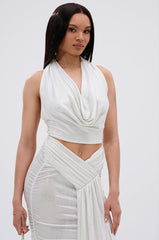 ALL OF THE GLAMOUR SLINKY HALTER NECK TOP IN WHITE