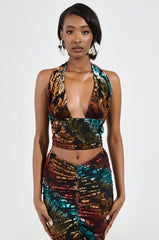 JUST FEELS RIGHT VELVET HALTER TOP