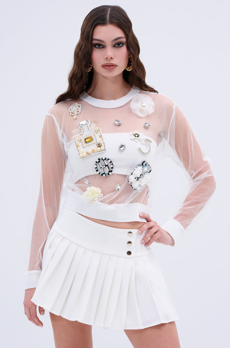 GABRIELLA EMBELLISHED MESH TOP