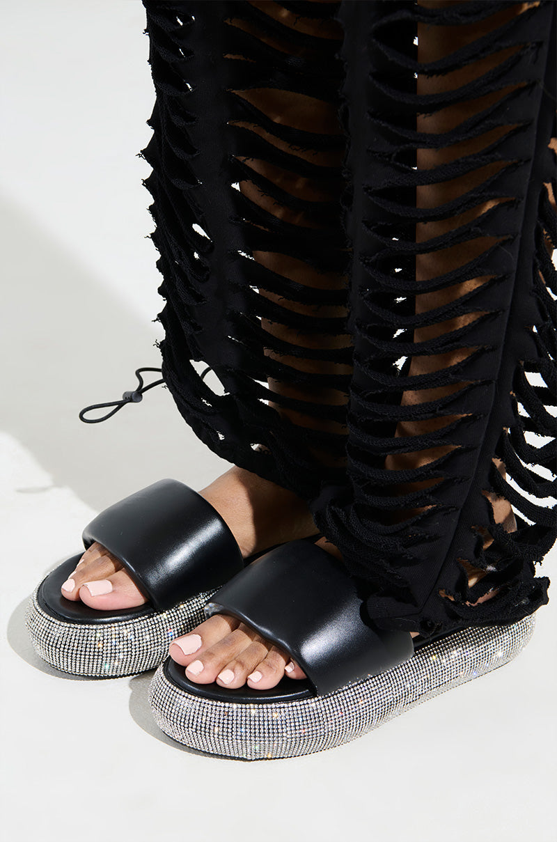 AZALEA WANG SWITZERLAND BLACK RHINESTONE SANDAL