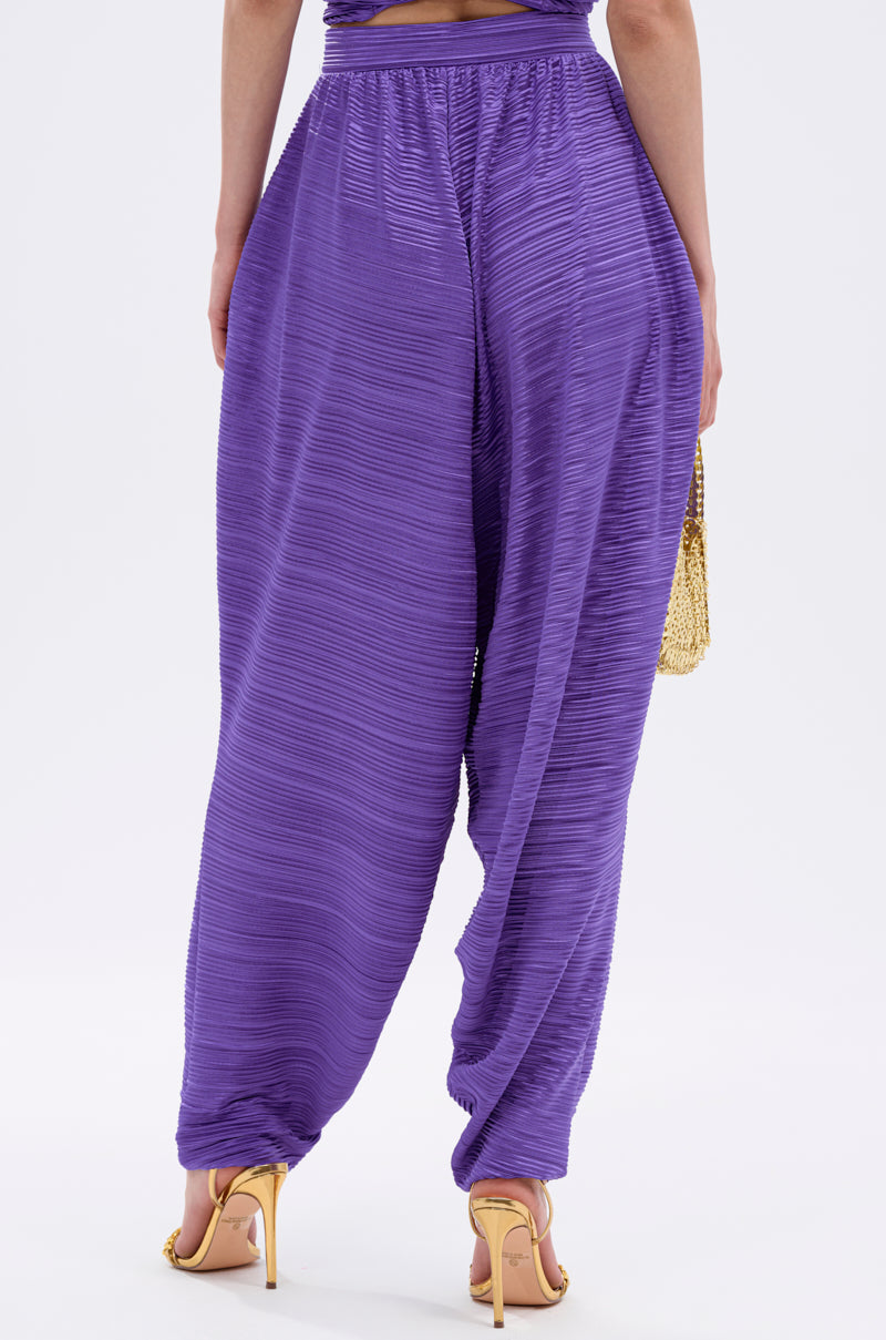 MAYAH WIDE LEG PLISSE PANT IN PURPLE