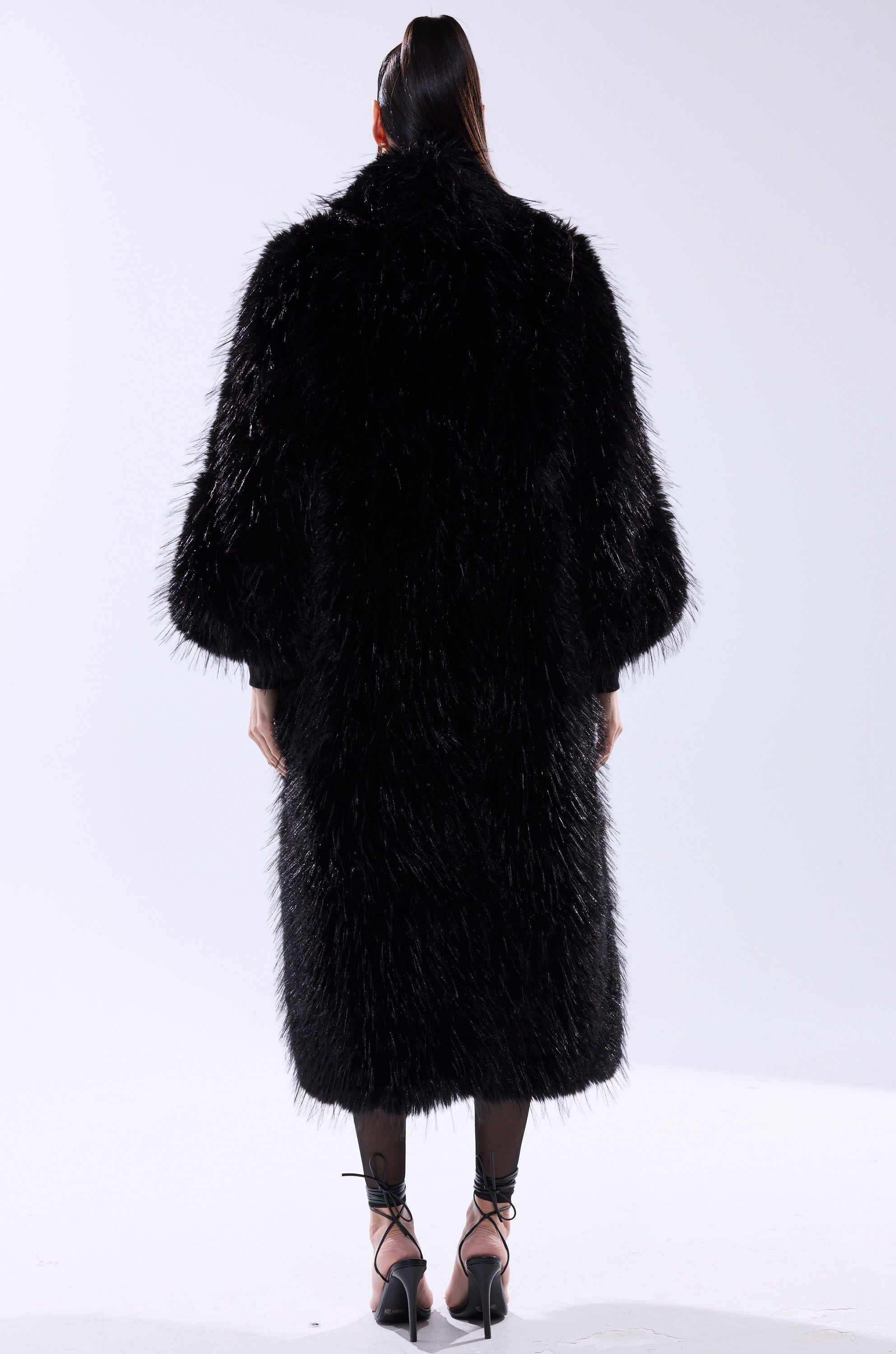 TSUNAMI FAUX FUR COAT IN BLACK