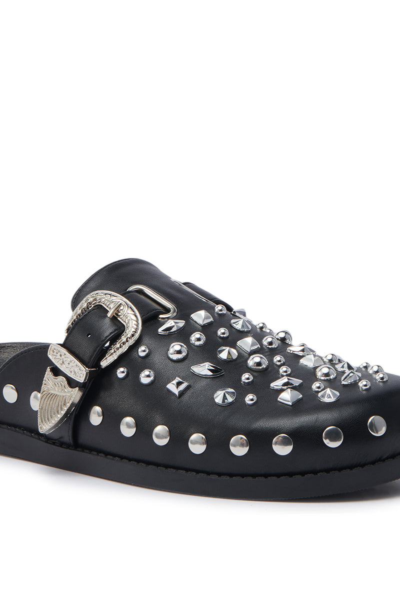 AZALEA WANG TURIN BLACK METAL EMBELLISHMENT FLAT