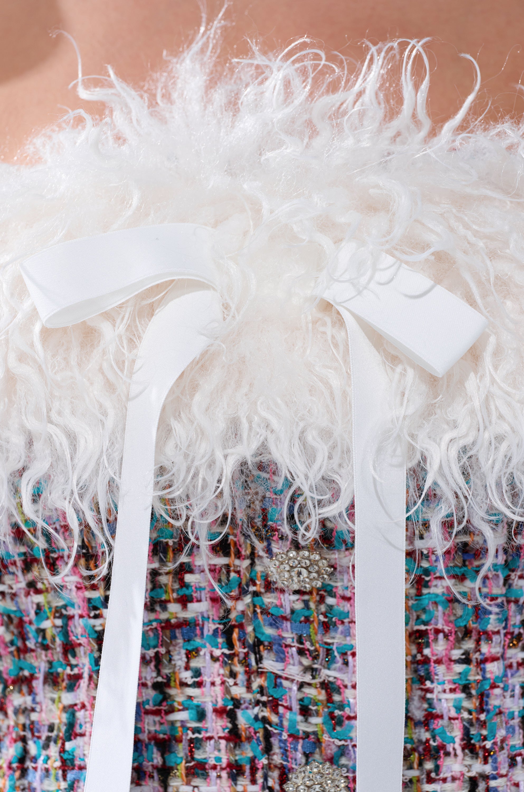 FUR TRIM TWEED CORSET