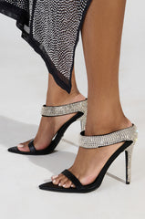 AZALEA WANG TYSSEN BLACK EMBELLISHED STILETTO SANDAL