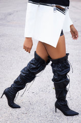 AZALEA WANG ULVI BLACK CINCHED STILETTO BOOT