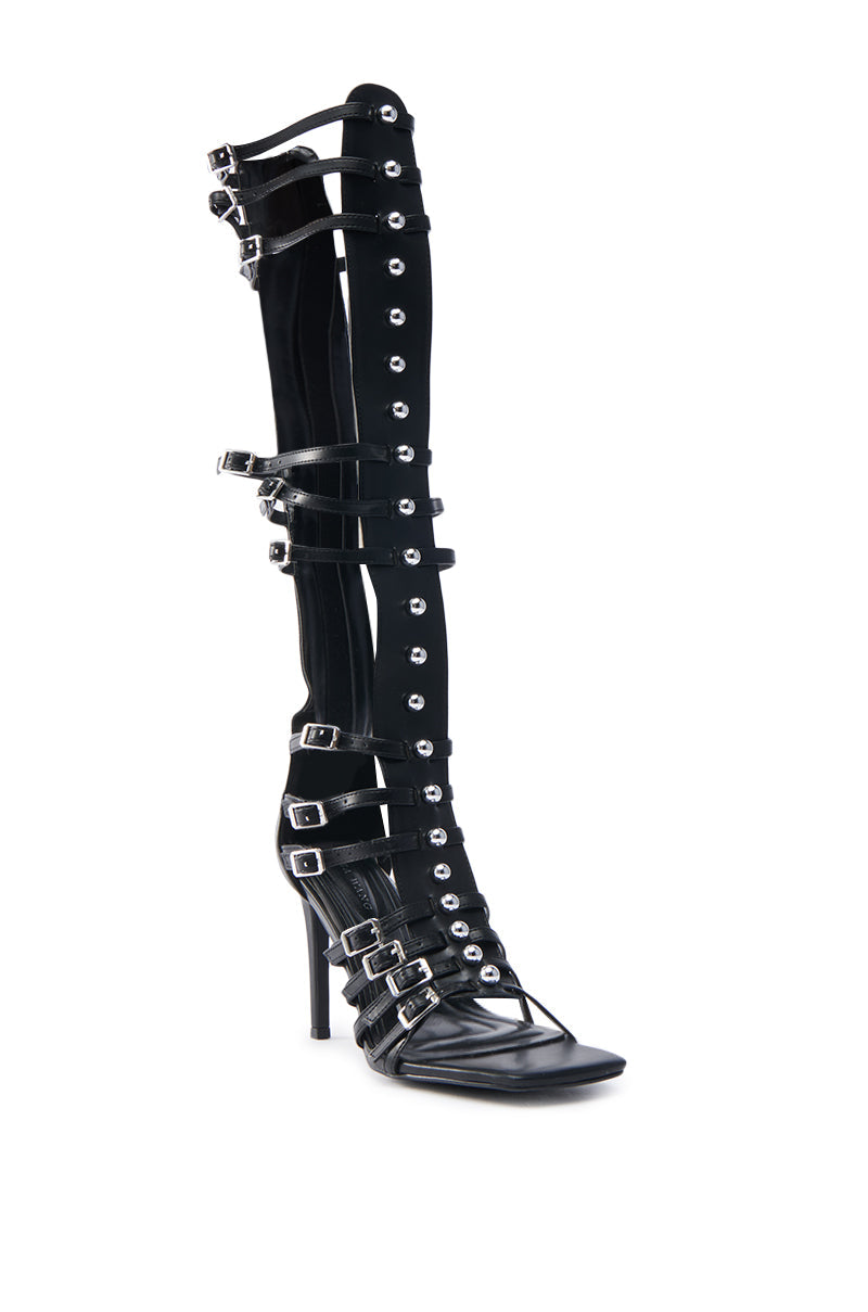 AZALEA WANG UNDERWOOD BLACK GLADIATOR STILETTO SANDAL