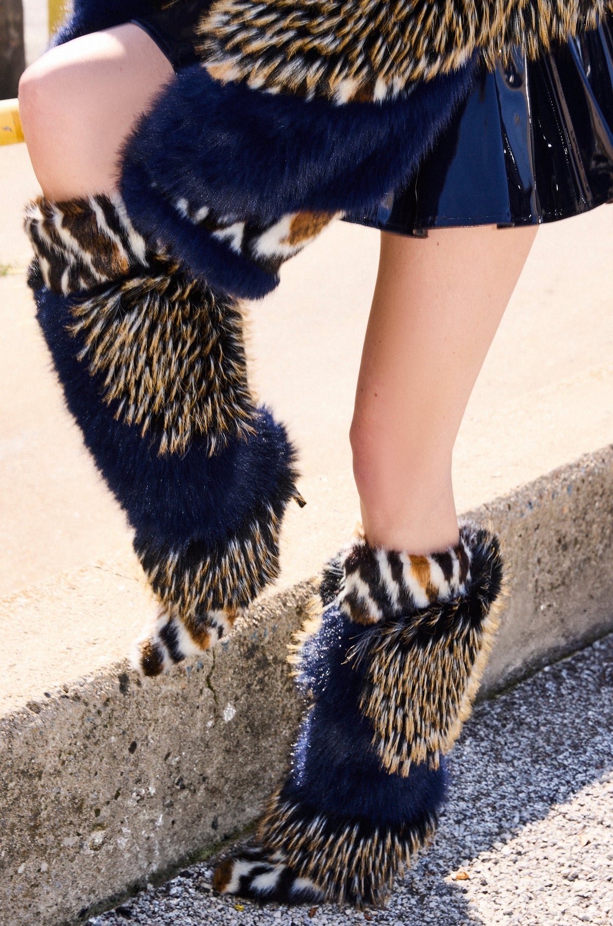 AZALEA WANG UPENDO NAVY MULTI FUR BOOT