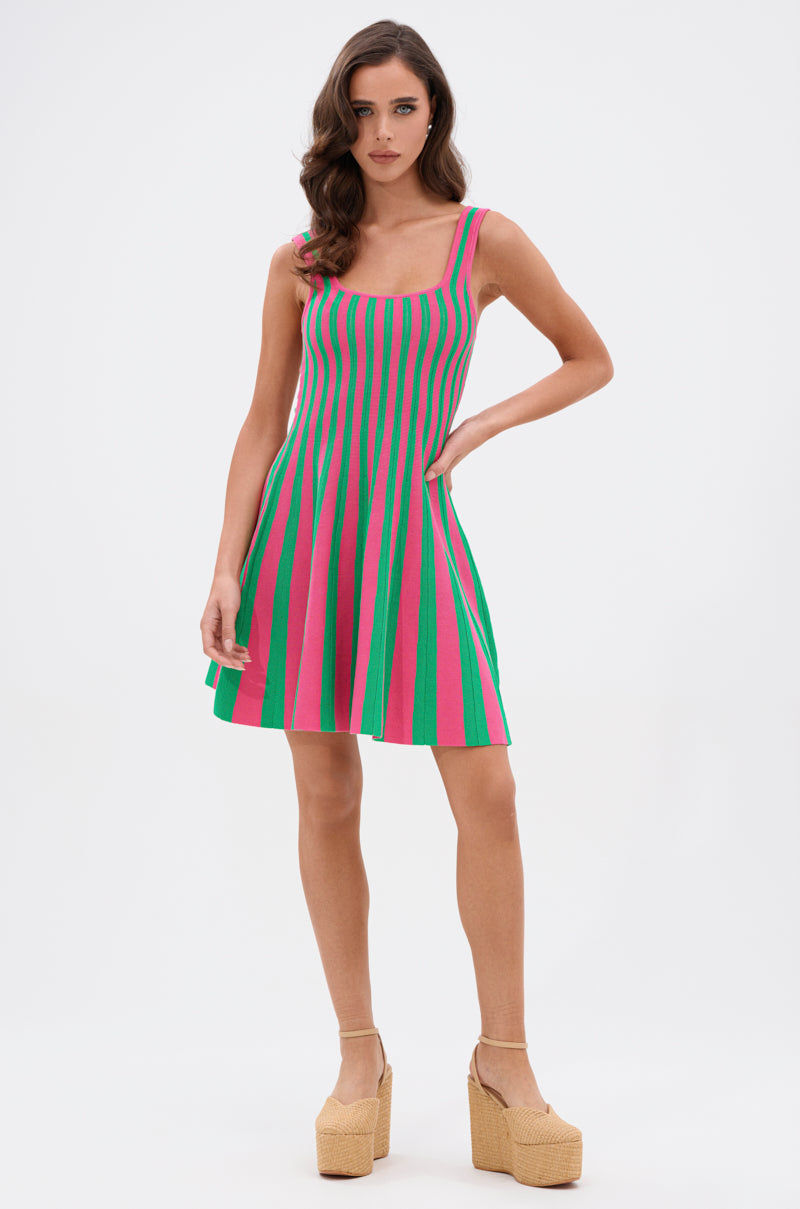 GIRLY POP STRIPE MINI DRESS
