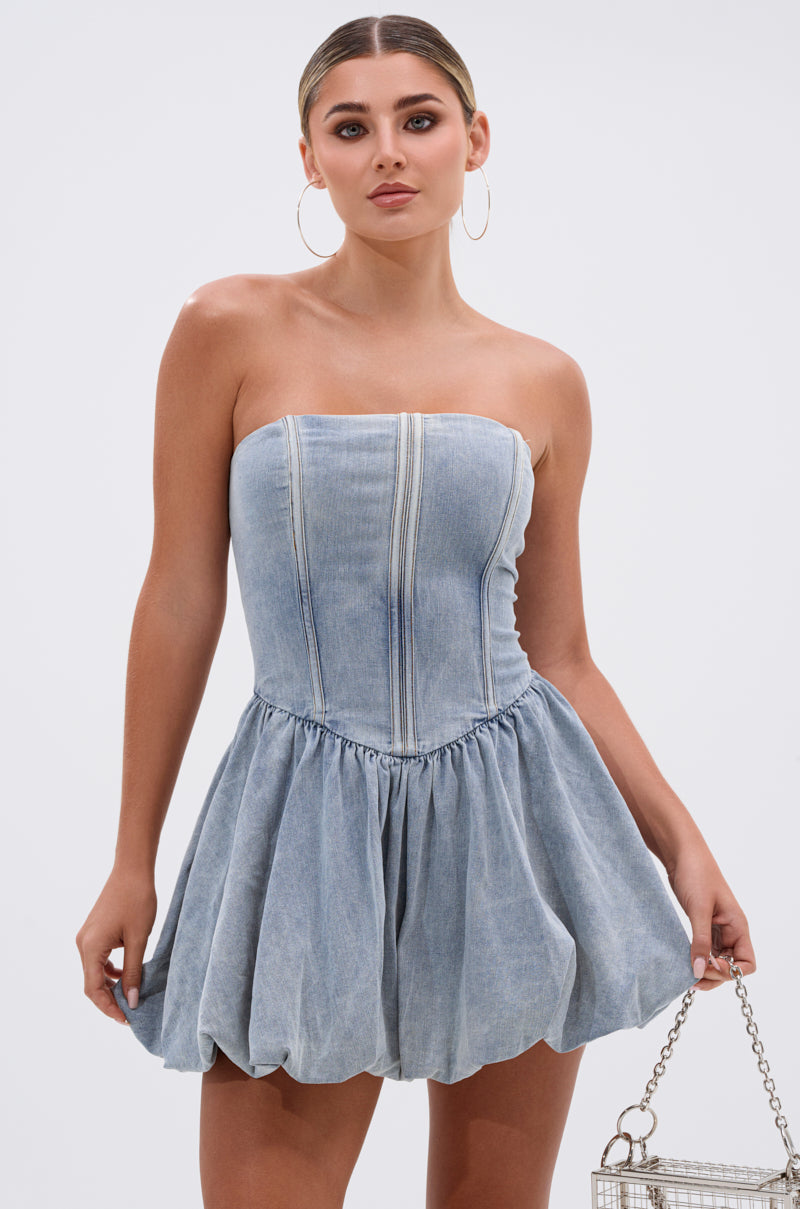 BELLA LOO MINI DRESS IN DENIM