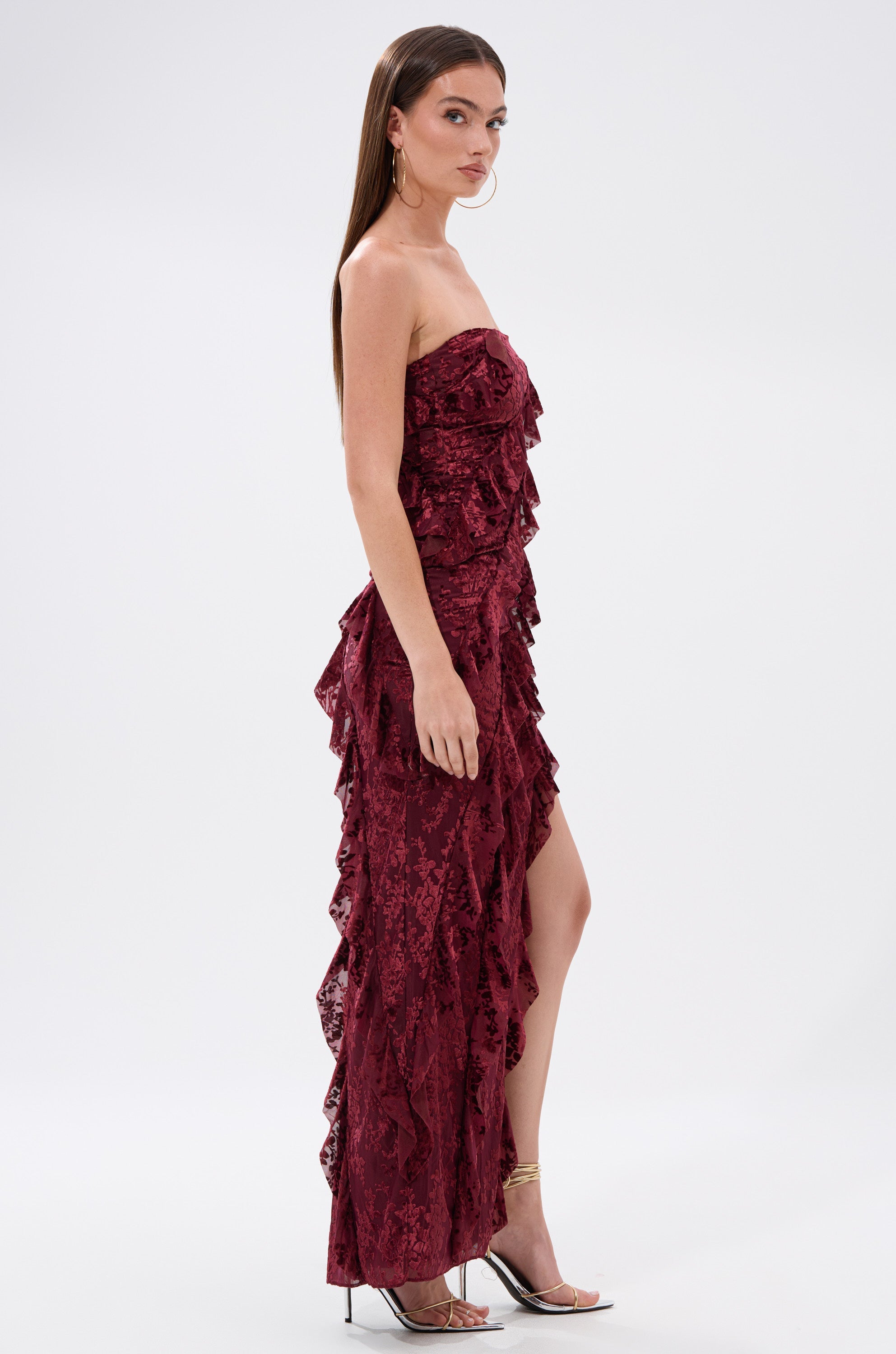 WHERE WE GOIN VELVET BURNOUT MIDI DRESS