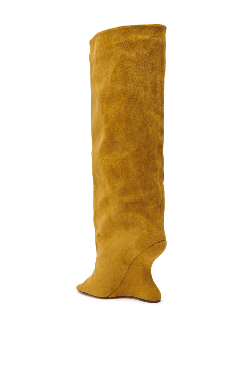 AZALEA WANG VINCENT MUSTARD SUEDE OPEN TOE BOOT