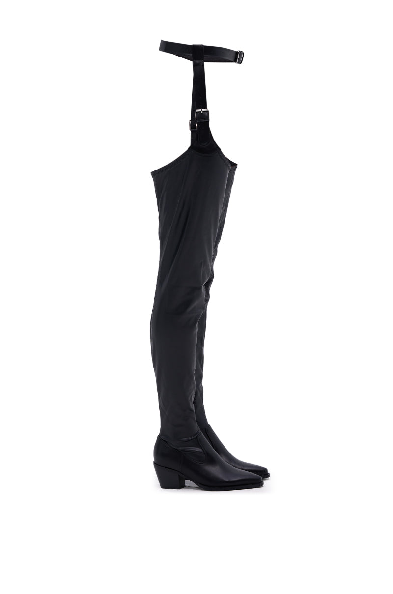 AZALEA WANG WESTLANN BLACK PU CHAP BOOT