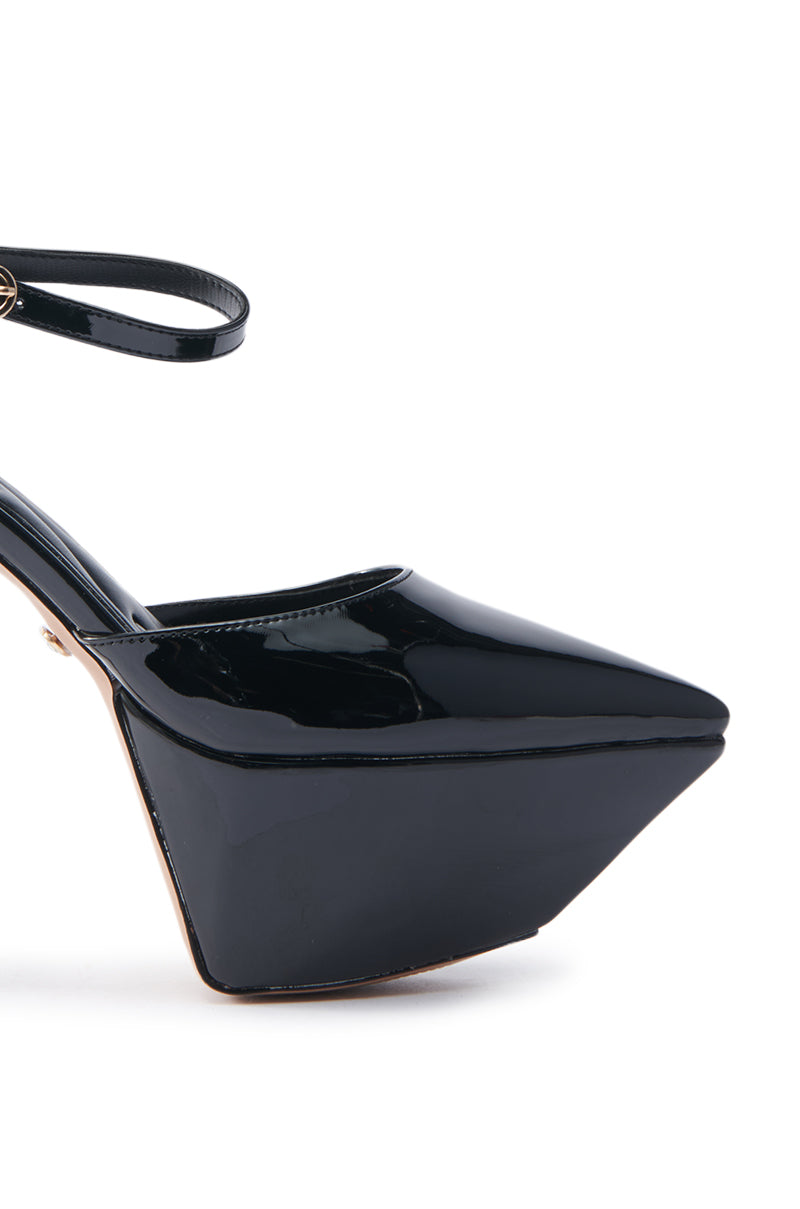 AZALEA WANG YASINA BLACK PATENT PUMP STILETTO