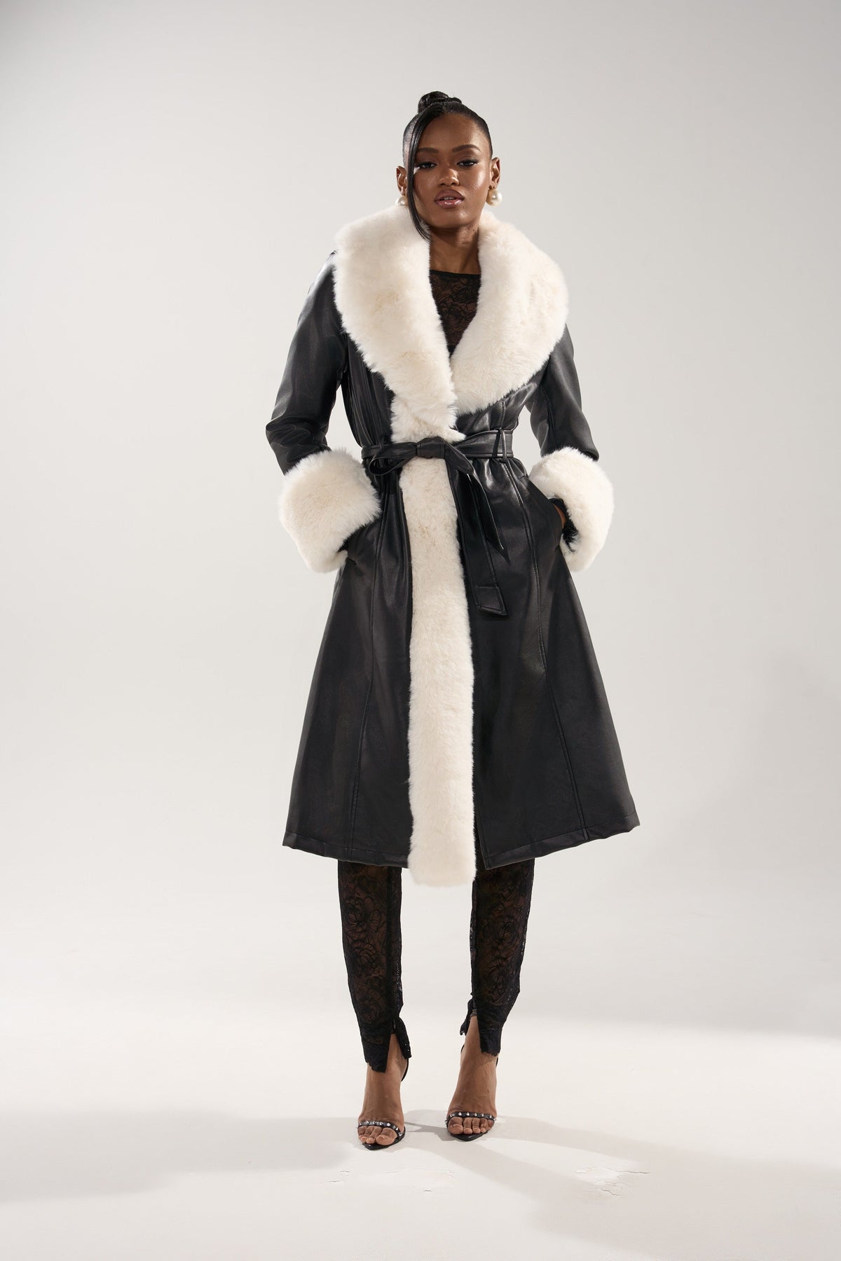 SNOW BUNNY FUR TRIM TRENCH