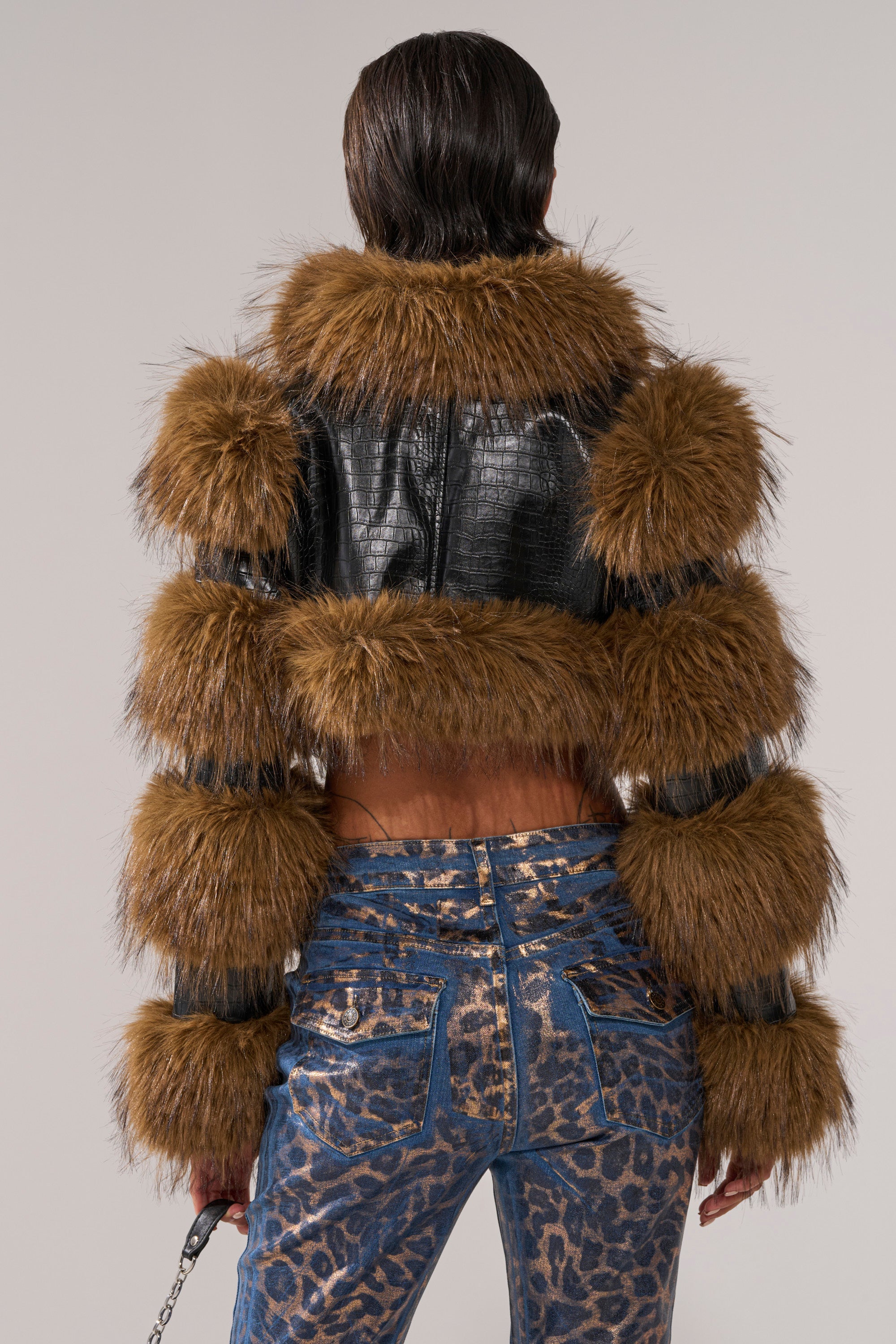 NEW LOVERGIRL ULTRA CROP FUR TRIM MOTO