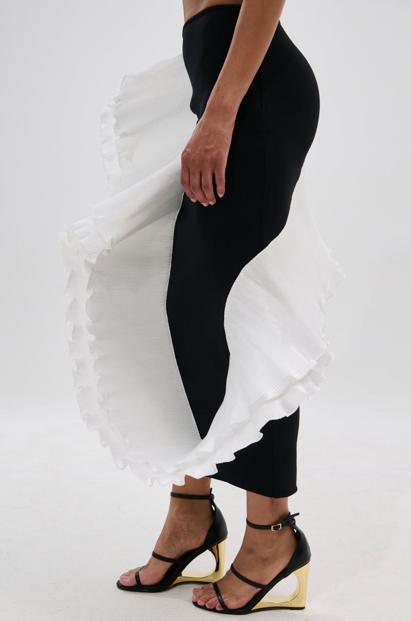 FASHION ICON RUFFLE BANDAGE MAXI SKIRT