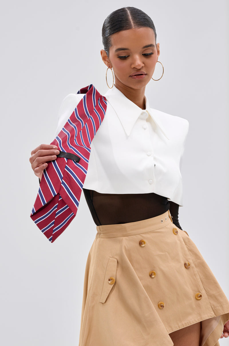 GET WITH IT BUTTON DOWN BODYSUIT