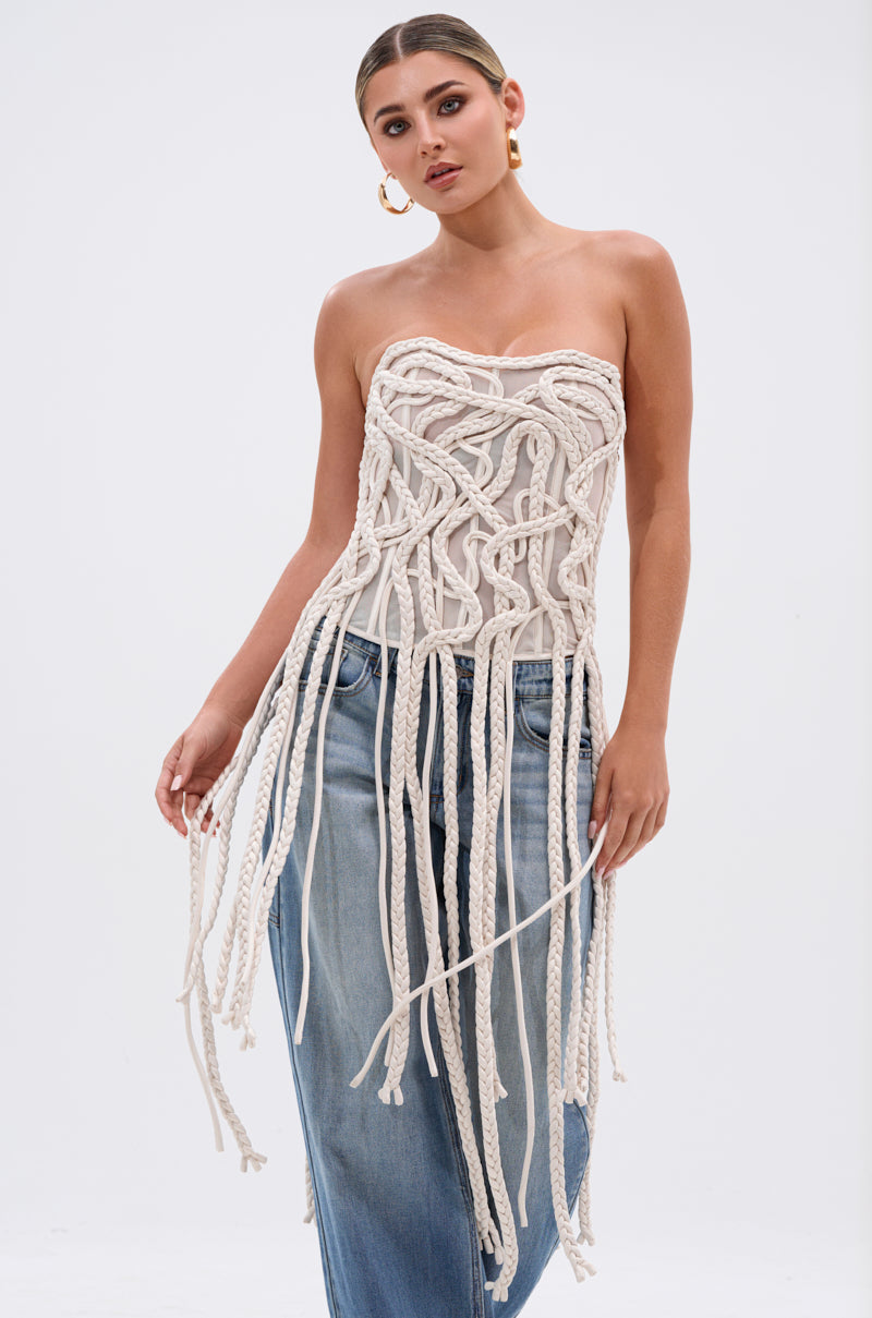 NEVER LOST TASSEL MESH CORSET