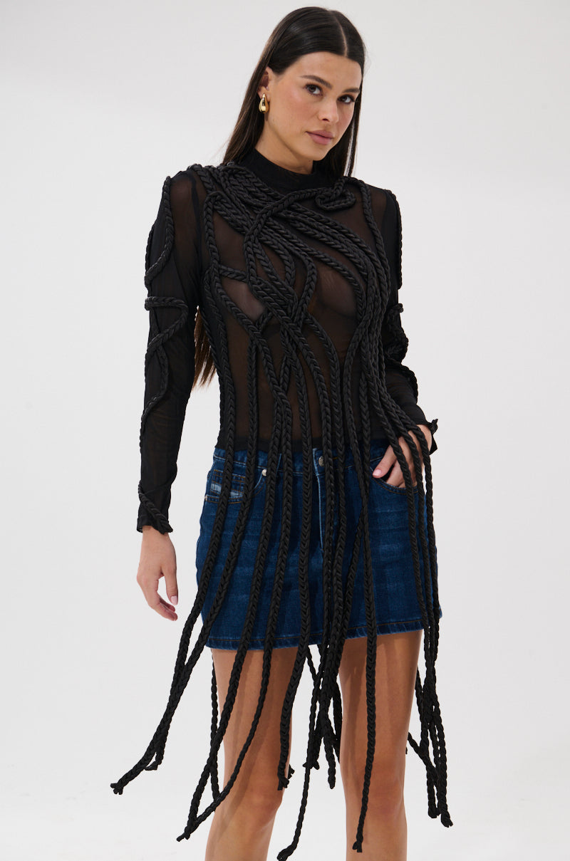 ROPE YOU IN LONG SLEEVE MESH TOP