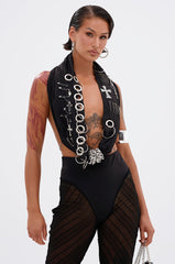 OVER EMBELLISHED HALTER TOP