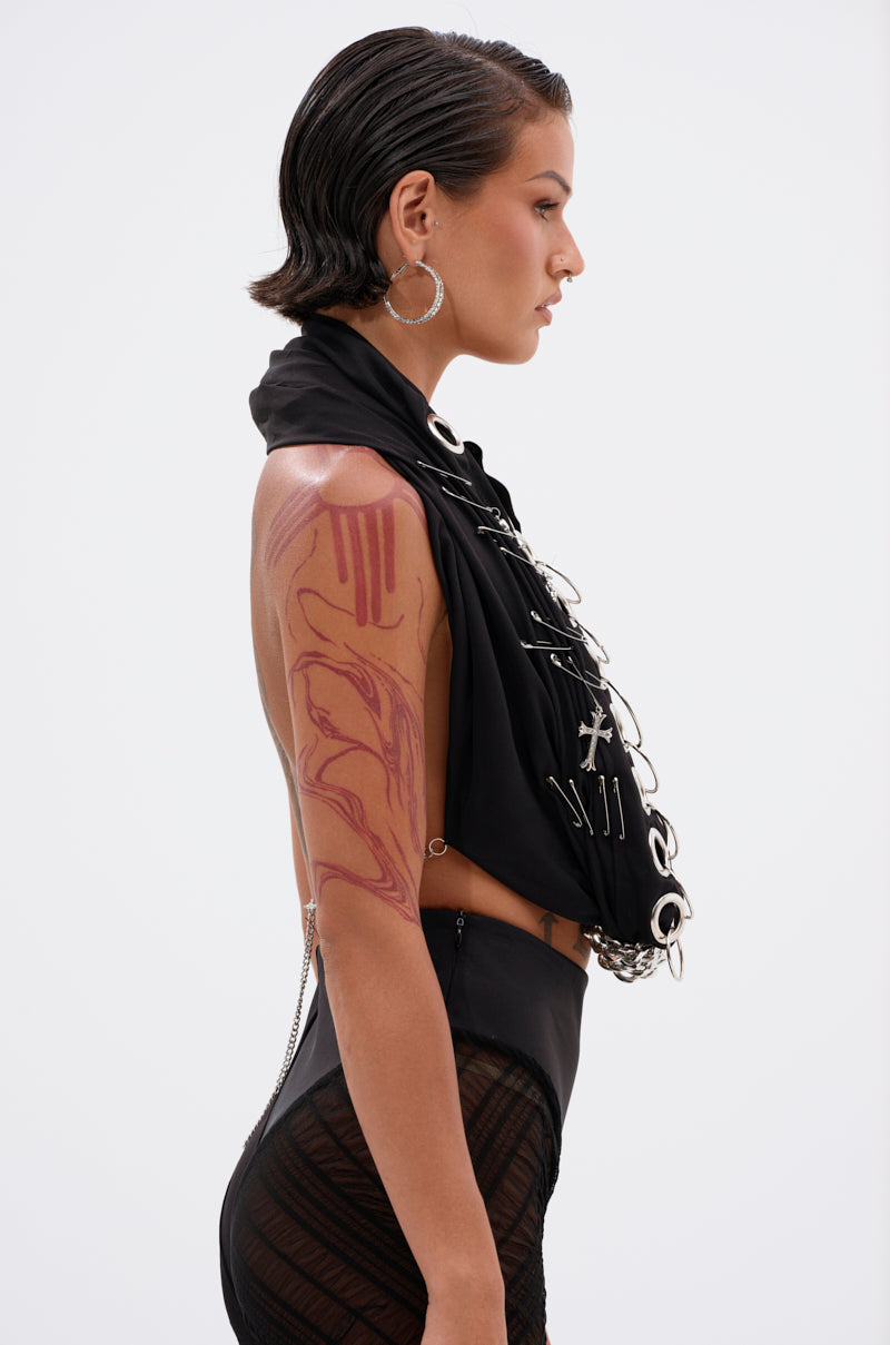 OVER EMBELLISHED HALTER TOP