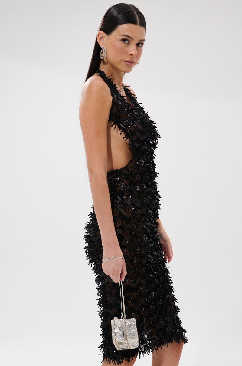 LENNOX SEQUIN MESH MIDI DRESS