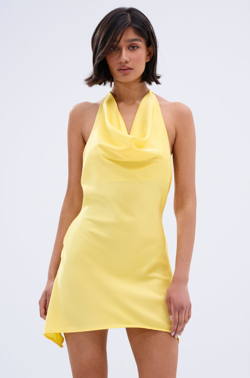 DOLLY SATIN MINI DRESS IN YELLOW
