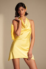 DOLLY SATIN MINI DRESS IN YELLOW