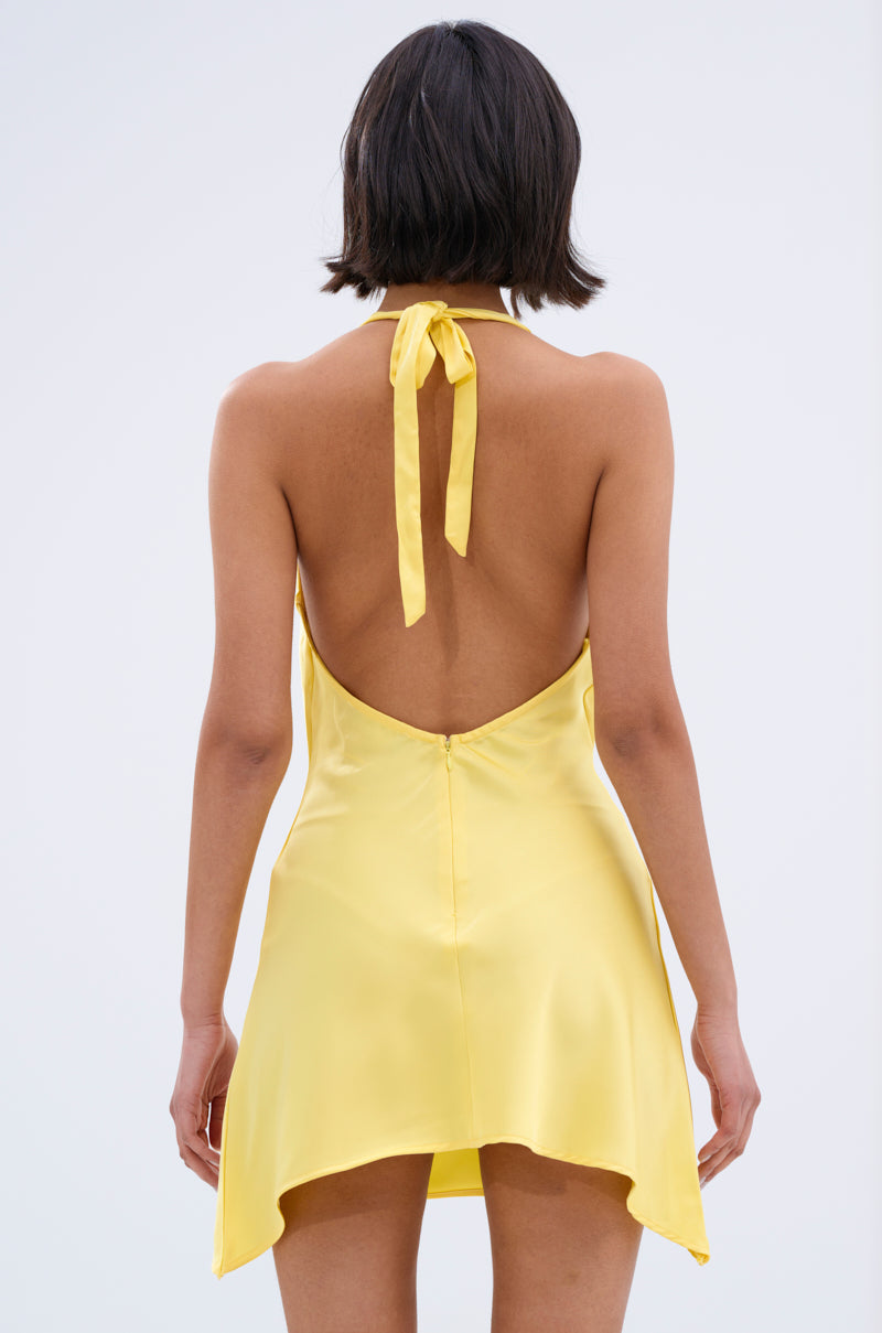 DOLLY SATIN MINI DRESS IN YELLOW