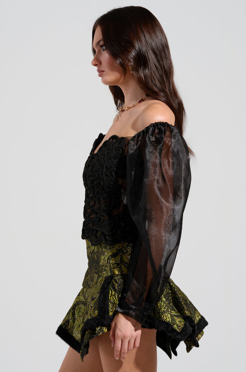 SPIRITED AWAY LONG SLEEVE BLOUSE IN BLACK