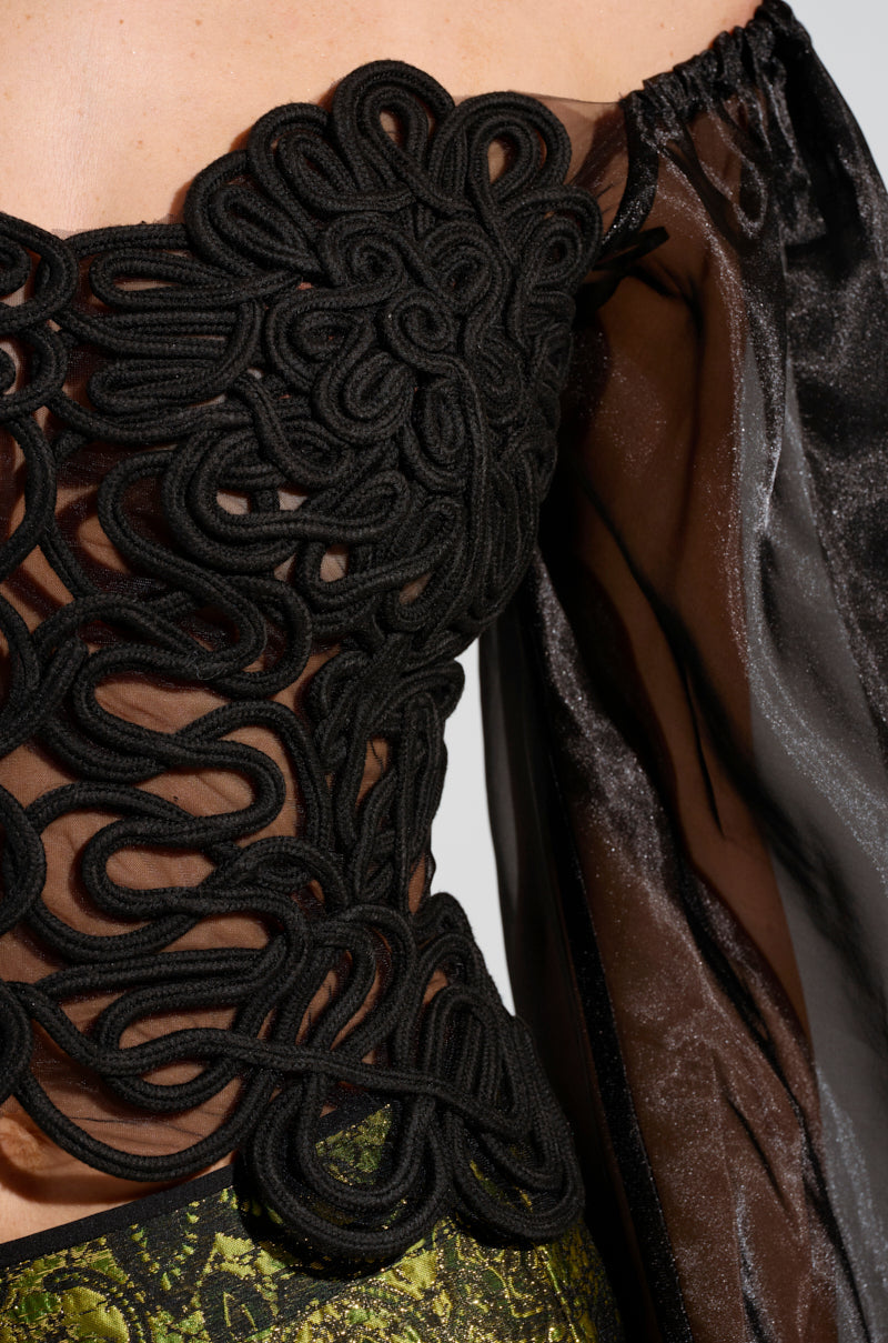 SPIRITED AWAY LONG SLEEVE BLOUSE IN BLACK