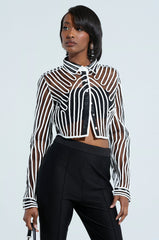 EVA LONG SLEEVE BUTTON DOWN STRIPED SHIRT